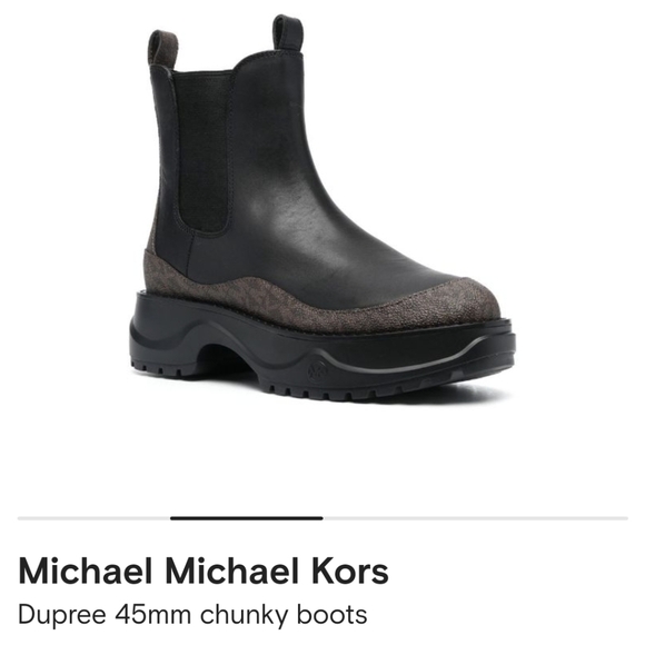 Michael Kors Dupree Leather Ankle boots Chunky black & brown Size 7 1/2 - Picture 10 of 16